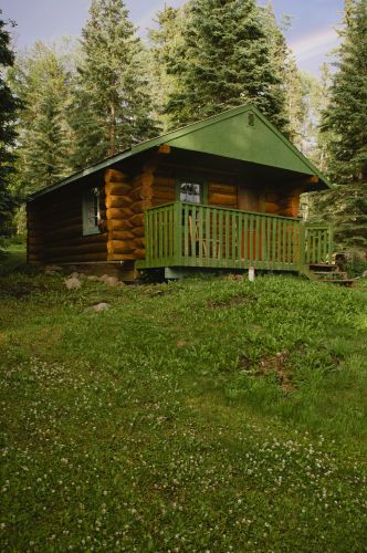 Green accented cabin